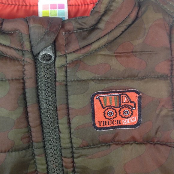 4/$15 Baby Boy Puffer Vest 6-9 Months Camo and Orange - Picture 2 of 7